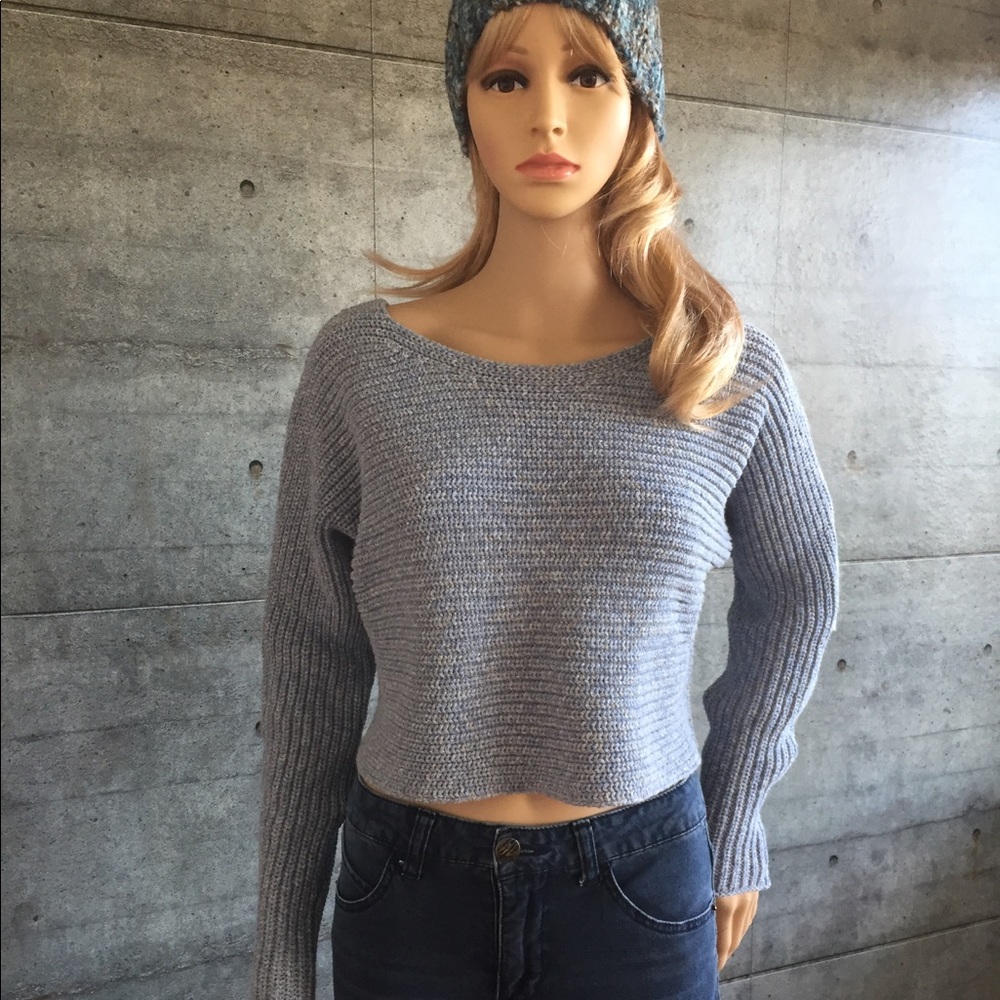 Athleta cropped cotton-cashmere boat neck sweater